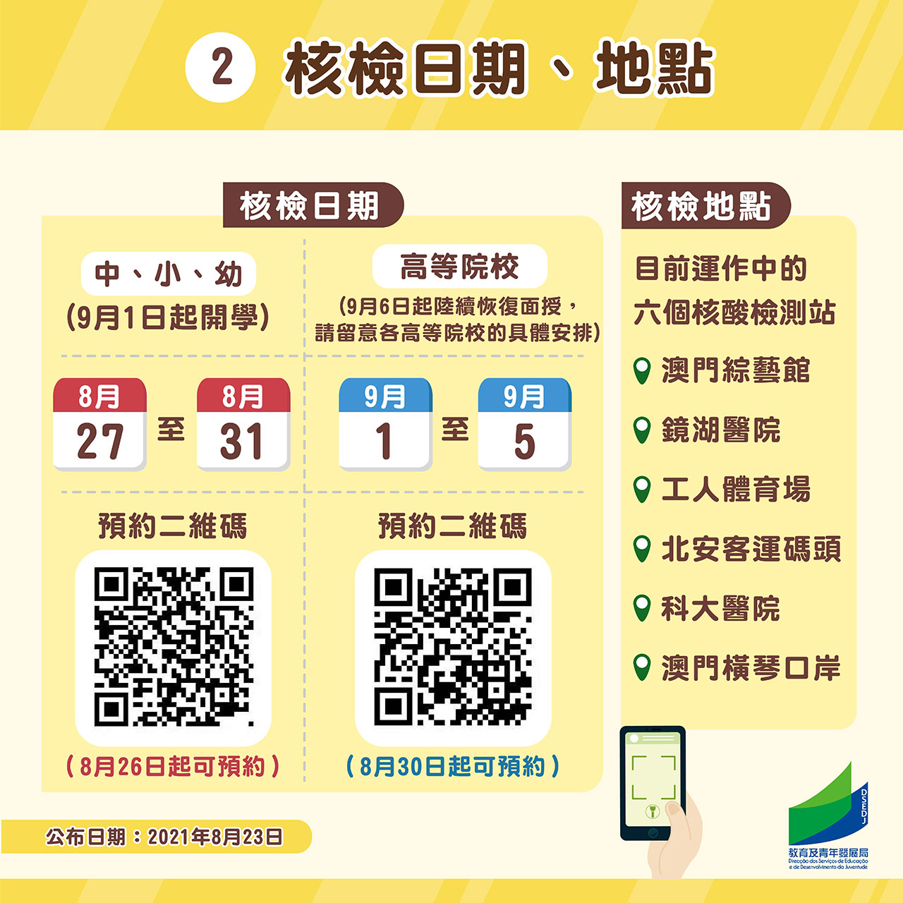 非高等教育學生9月如期開學 高等教育學生可恢復面授 教育及青年發展局