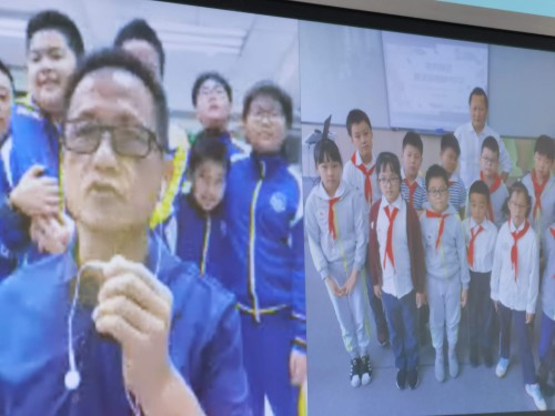 本校校長帶領STEAM小組學生與上海六一小學線上會面